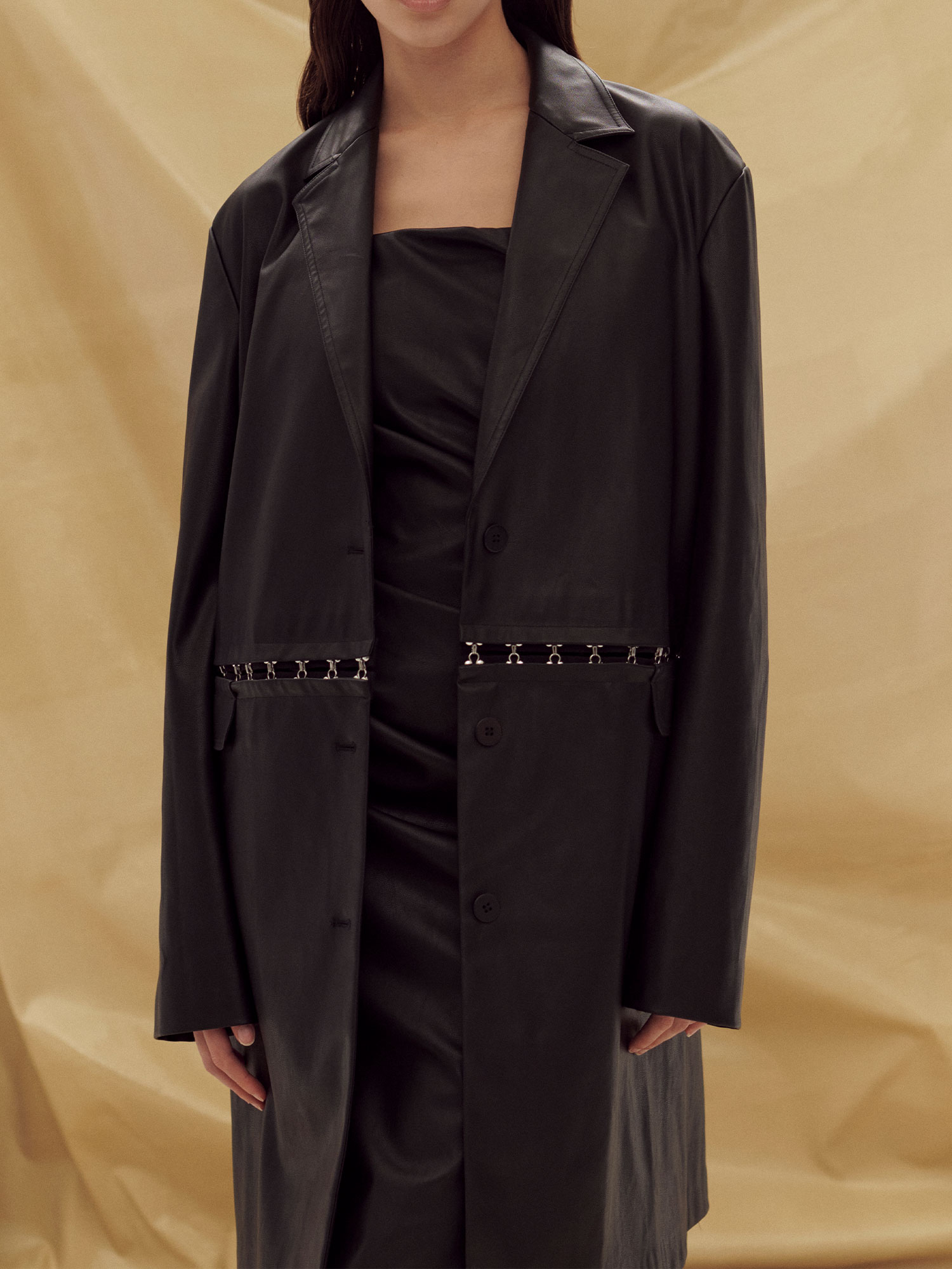 07 Tailored Faux Leather Jacket | Black