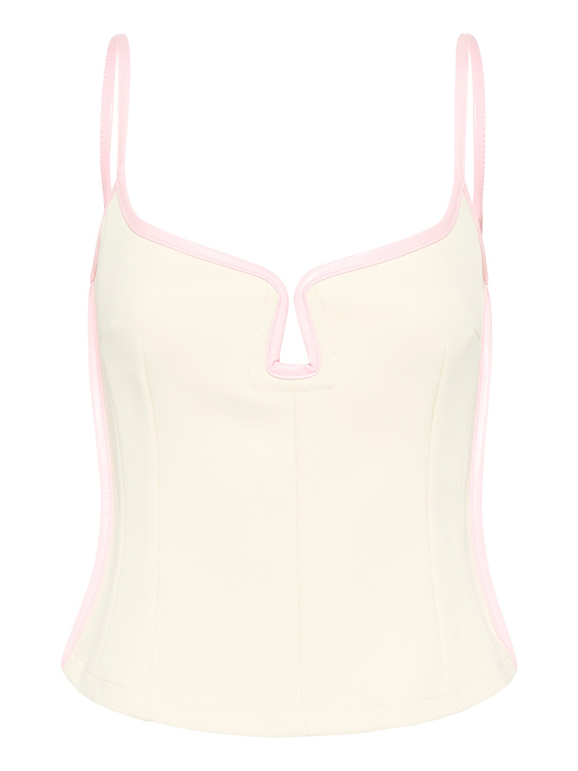 Marlo Singlet | Cream with Bubblegum Pink